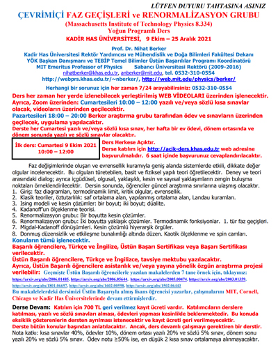 Faz Geçişleri ve Renormalizasyon Grubu